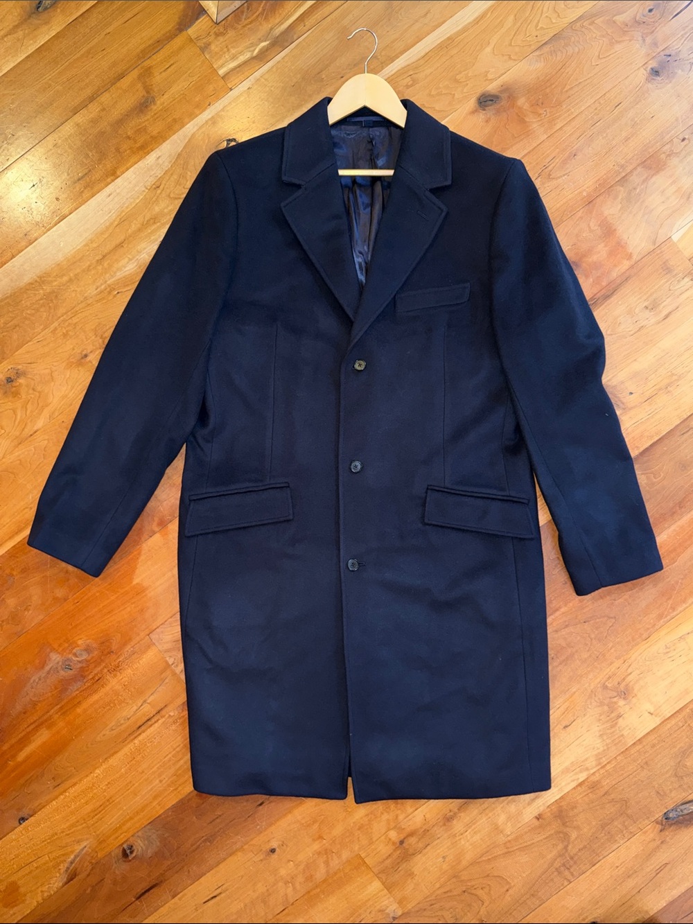 J. Crew Rivington topcoat coat wool blend BS469 44L Navy Blue